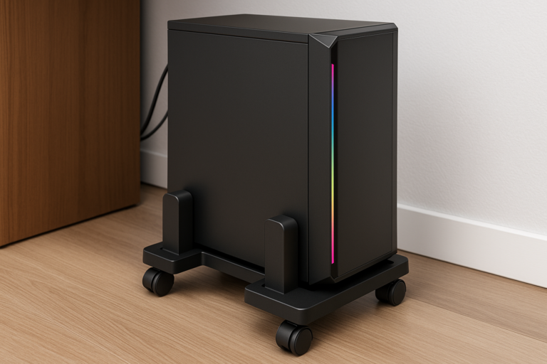 Suporte vertical para CPU gamer em espaço reduzido no chão